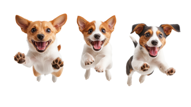 Playful Jumping Puppies on Transparent Background