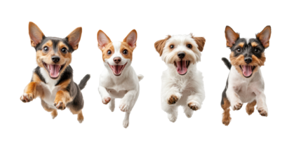Joyful Dogs Leaping on Transparent Background