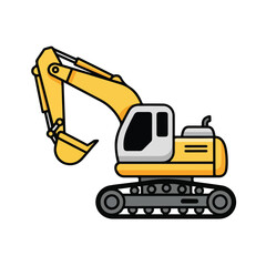 Cartoon Yellow Excavator Construction Vehicle Illustration