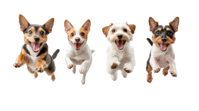 Joyful Dogs Leaping on Transparent Background