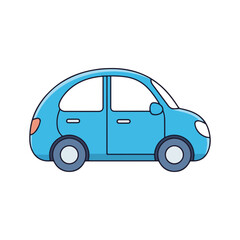 Cute Blue Cartoon Car Illustration on White Background