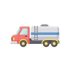 Red Tanker Truck Illustration with a Ladder on the Side