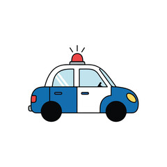 Stylized Cartoon Police Car with Siren Illustration