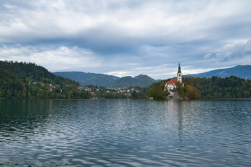 beautiful bled lake in slovenia in october