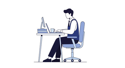 Man sitting at a desk working on a laptop computer