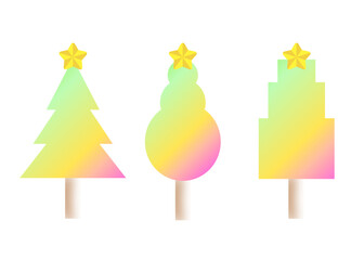 Different Shapes of  Christmas Trees in Frozen Pop-like Design