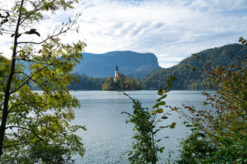 beautiful bled lake in slovenia in october