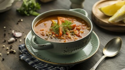 The national dish of Afghan cuisine. Soup "Ash". Thick soup/stew.