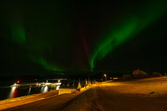 Aurora Borealis on island of Hrisey in Iceland