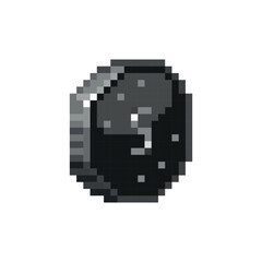 Silver coin pixel art. Pixel art silver coin Icon with letter S and 3D effect. Vector illustration