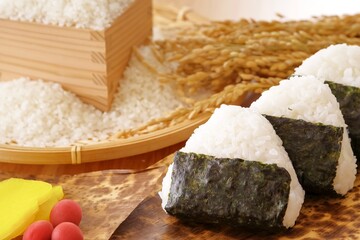 Japanese staple food, rice and rice balls