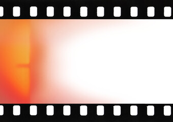 35mm analogue film strip edge with red glare. Transparent background png image can be used on every image for artistic film simulations	
