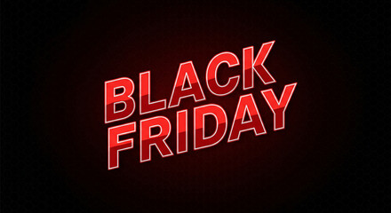 Bold red Black Friday text glows intensely against a dark, textured background, announcing massive sales and urgent shopping opportunities for eager consumers worldwide.