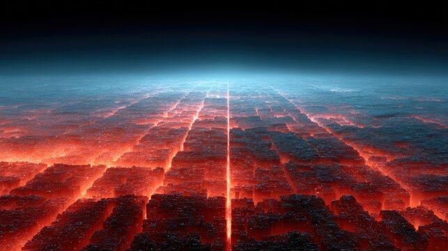 Abstract Technology: Futuristic Cityscape Red Glow, Background