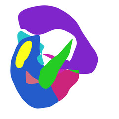 Modern abstract composition of colorful organic shapes