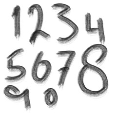 Hand-painted grunge brush number set 0-9