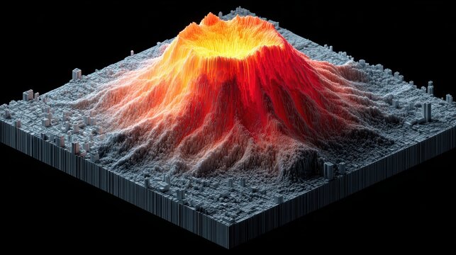 Data Visualization: 3D Topography Map - Technology Concept, Abstract
