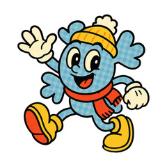 Naklejka premium PNG Cheerful cartoon snowflake character