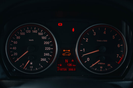 Car dashboard speedometer tachometer indicators