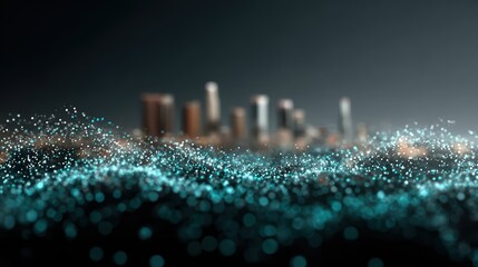 Modern Cityscape Technology Background - Digital Network, Abstract