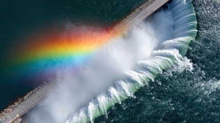 Niagara Falls Rainbow Aerial - Stock Nature Image & Waterfalls, Travel, Travel brochure