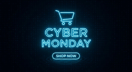 Ignite your sales with a dynamic Cyber Monday neon glow, urging customers to shop now for incredible deals and irresistible online promotions