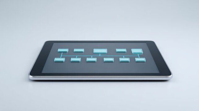 Tablet Technology: Flowchart on Screen for Business Strategy, Management