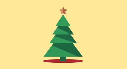 Obraz premium Stylized Christmas Tree with Star Topper Illustration.