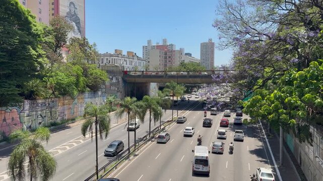 Highway traffic at Liberdade in S&atilde;o Paulo, Brazil. November 11, 2025.