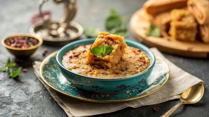 The national dish of Afghan cuisine. 
Halwa from semolina in Afghan (Halwaua-e-Aurd-e-Sujee)