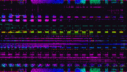 Colorful Glitch Screen Effect. Abstract Technology Background