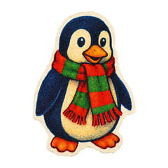 Obraz premium PNG Cute penguin wearing colorful scarf.
