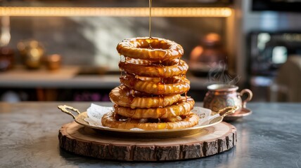 The national dish of Afghan cuisine. 
Gelabi is a yeast dough deep-fried in sugar syrup.