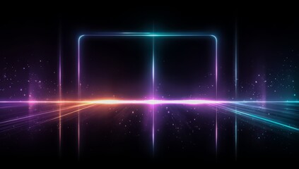 Fototapeta premium Colorful, glowing image of a dark background with a bright, colorful line in the middle. The image has a futuristic