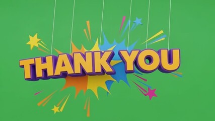 Animated Thank You Text with Colorful Comic Explosion.