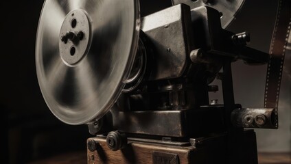 Close up of a vintage industrial metal cutting saw machine.