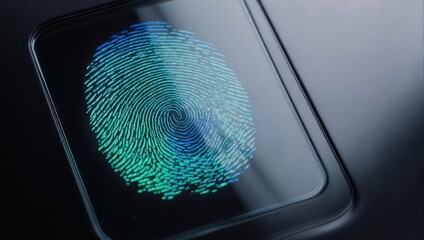 Close-up of a fingerprint scan on a smartphone screen for biometric security.