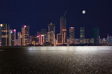 outdoor road city building landscape sky night moon cityscape street travel
