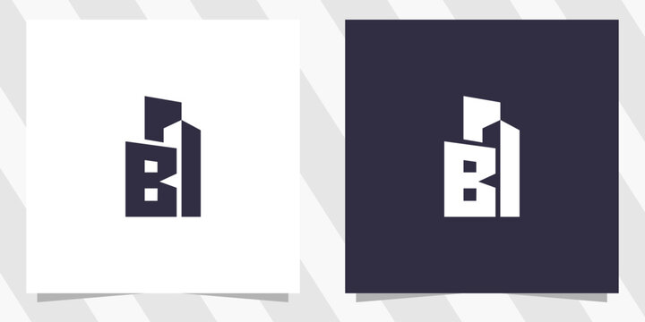 letter b with building logo design vector