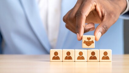 Hand adds collaborative team member with shared values to existing team, creating strong partnership and community, fostering success and growth