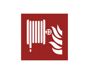 ISO 7010 F002 Fire hose reel sign. Fire fighting equipment signal pictogram vector design and illustration.

