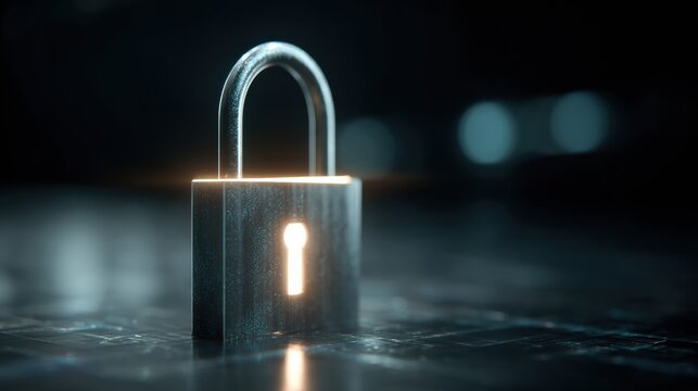 Glowing Digital Padlock Symbolizes Online Safety and Encryption in Modern Cyberspace