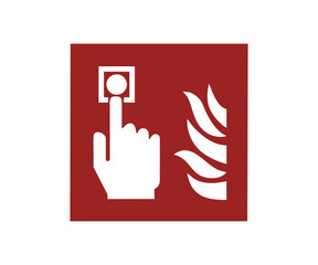ISO 7010 F005 Fire alarm call point sign. Fire fighting equipment signal pictogram vector design and illustration.

