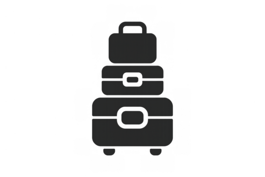 Stack of travel baggage icon representing vacation and journey preparation, luggage for holiday trip, flat vector