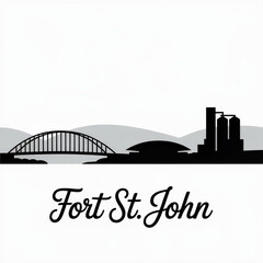 ‎Fort St. John British Columbia Skyline Silhouette — A Northern Energy Hub on the Peace River Canada Vector Illustration