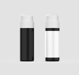 Airless Pump Cosmetic Bottles. Black and White Skincare Product Containers.