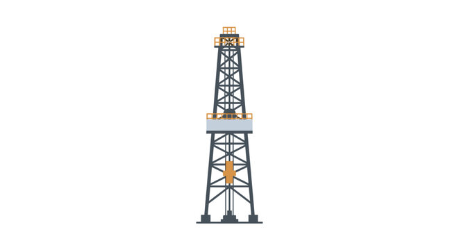 Oil Rig Tower Industrial Equipment Energy Production Isolated on White Background