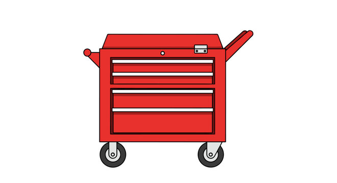 Red Rolling Tool Chest With Drawers For Workshop And Garage Storage Solutions Isolated On White Background