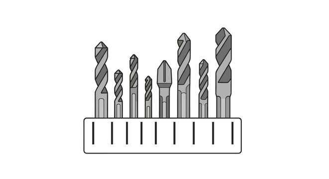 Set of various metal drill bits and tools isolated on white background for construction and DIY projects