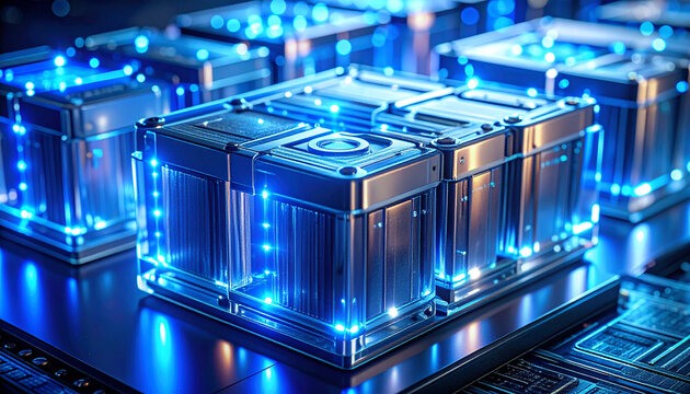 Cybernetic Brilliance: An array of intricate, futuristic technology cases, illuminated by vibrant blue energy, showcasing the synergy of advanced design and digital innovation.